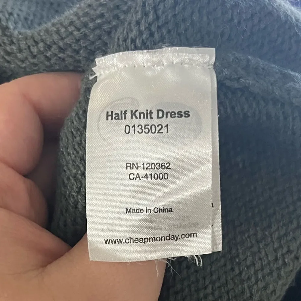 Cheap Monday Half Knit Dress Long Sleeves Green/Black Size Small - Picture 6 of 6